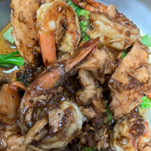 Garlic Salmon & Shrimp.