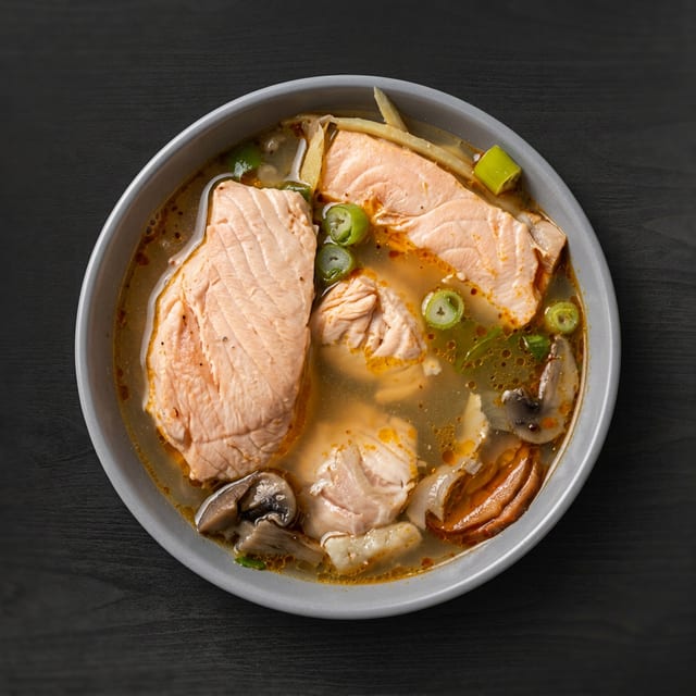 Tom-Yum Salmon Soup.
